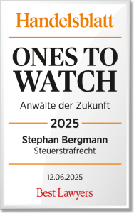 Handelsblatt - ONES TO WATCH Anwälte der Zukunft 2025 - Stephan Bergmann Steuerstrafrecht